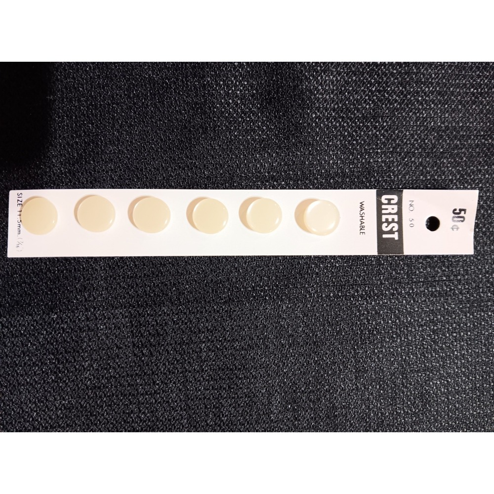 Vintage‎ Crest Pacific Button Co No 50 Cream Round 11.5mm Sewing Buttons 6 Count